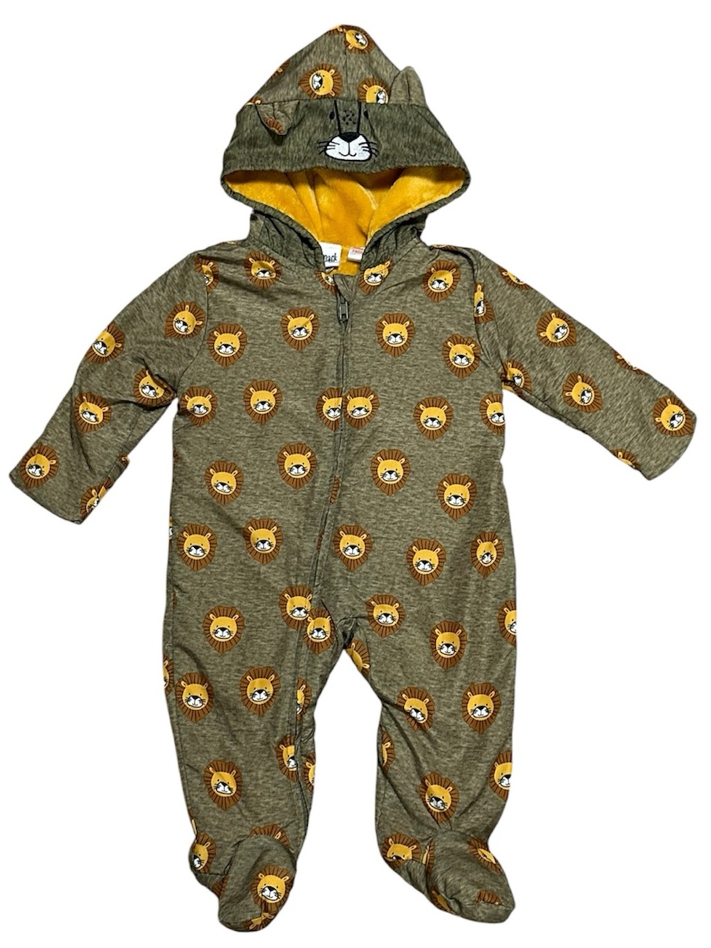 Mick Mack Lion-Print Hooded Infant Snowsuit/Pramsuit size 3-6 months